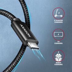 AXAGON kabel USB-C - USB-C, 240W 5A, ALU, opletený, 1,5m, černá