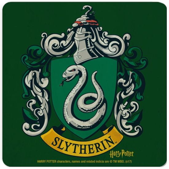 CurePink Tácek pod sklenici Harry Potter: Slytherin erb (10 x 10 cm)