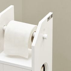 SoBuy SoBuy BZR49-W Stojící držák toaletního papíru Úložný prostor na toaletní papír Koupelnová polička Boční skříňka Koupelnový nábytek Bílá 20x79x18cm