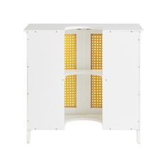 SoBuy SoBuy BZR72-II-W Umyvadlová spodní skříňka s mřížkovými dvířky Koupelnová skříňka Skříňka pod umyvadlo Koupelnový nábytek Bílo-žlutá 60x58x35cm