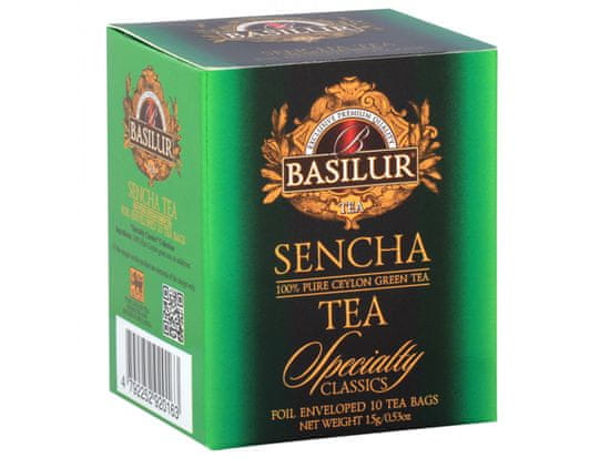 Basilur BASILUR Sencha - Klasický zelený čaj v sáčcích, 10x1,5g