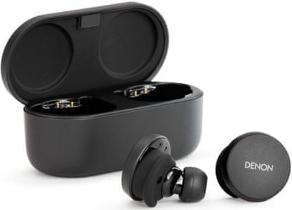 moderní přenosná Bluetooth sluchátka denon perl bezdrátové připojení výkonné měniče detailní audio podání ovládání hudby a volání handsfree mikrofon výdrž 6 h na nabití nabíjecí pouzdro aktivní otlačení hluku přizpůsobení zvuku masimo adaptive acoustic