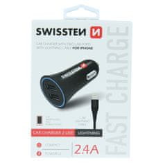 SWISSTEN Swissten Cl Adaptér 2,4A Power 2X Usb + Kabel Lightning 8595217467514