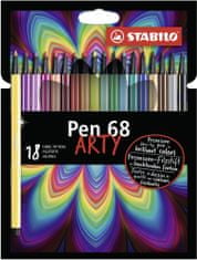 Stabilo Prémiový vláknový fix - STABILO Pen 68 - ARTY - 18 ks sada - 18 různých barev