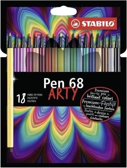 Stabilo Prémiový vláknový fix - STABILO Pen 68 - ARTY - 18 ks sada - 18 různých barev
