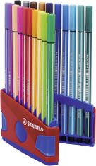 Stabilo Prémiový vláknový fix - STABILO Pen 68 - ColorParade - 20 ks deskset modrá/červená - 20 různých barev