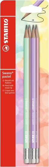 Stabilo Grafitová tužka s pryží - STABILO Swano Pastel - 4 ks balení - Stupeň tvrdosti HB