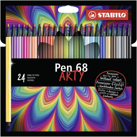 Stabilo Prémiový vláknový fix - STABILO Pen 68 - ARTY - 24 ks sada - 24 různých barev