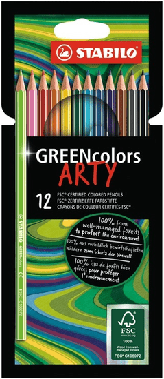 Stabilo Pastelky šetrné k životnímu prostředí - STABILO GREENcolors - ARTY - 12 ks sada - 12 různých barev