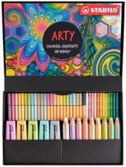 Stabilo Souprava - Kreativní sada Pastel STABILO ARTY - 50 ks sada - zvýrazňovače, víceúčelové pastelky, akvarelové pastelky, jemné linery a prémiové vláknové fixy
