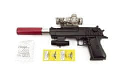 Teddies Pistole plast/kov 33cm na vodní kuličky + náboje 9-11mm na baterie se světlem