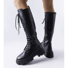 Černé zateplené boty s vázáním Lomme velikost 41