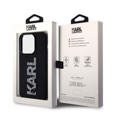 Karl Lagerfeld  3D Rubber Glitter Logo Karl Zadní Kryt pro iPhone 15 Pro Max Black