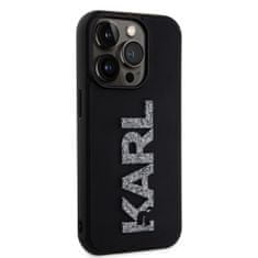 Karl Lagerfeld  3D Rubber Glitter Logo Karl Zadní Kryt pro iPhone 15 Pro Max Black
