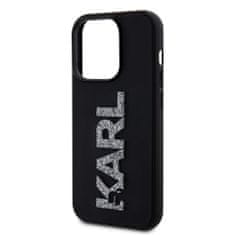 Karl Lagerfeld  3D Rubber Glitter Logo Karl Zadní Kryt pro iPhone 15 Pro Black
