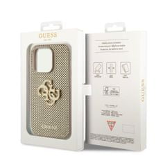 Guess  PU Perforated 4G Glitter Metal Logo Zadní Kryt pro iPhone 15 Pro Gold