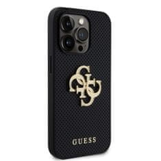 Guess Zadní kryt PU Perforated 4G Glitter Metal Logo pro iPhone 14 Pro Max černý
