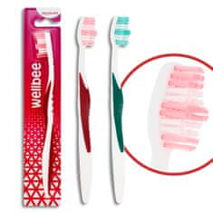 OEM Středně tvrdý zubní kartáček pro dospělé Wellbee Mixed Colours 1Set