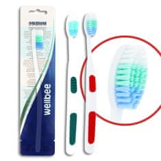 OEM Středně tvrdý zubní kartáček pro dospělé Wellbee Mixed Colours 1Set