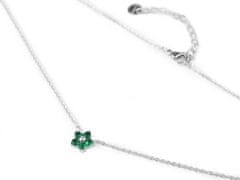 Kraftika 1ks emerald náhrdelník z nerezové oceli květ s broušenými