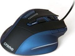 Crono myš CM638 High-end/ gaming/ drátová/ laser/ do 8200 dpi/ gaming/ 12 tlačítek/ USB/ černo-modrá