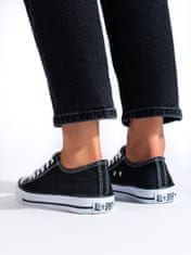 Amiatex Stylové dámské černé tenisky bez podpatku + Ponožky Gatta Calzino Strech, černé, 37