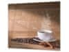 Glasdekor Ochranná deska bílý hrnek, káva a koření - Rozměry-obdélník: 65 x 110 cm, Lepení na zeď: Bez lepení na zeď
