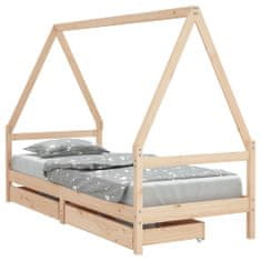 Greatstore Dětská postel se zásuvkami 90 x 190 cm masivní borové dřevo