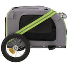 Greatstore Vozík za kolo pro psa zelený a šedý oxfordská tkanina a železo