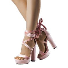 Růžové vysoké uzlové sandály velikost 39