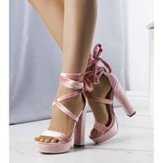 Růžové vysoké uzlové sandály velikost 39