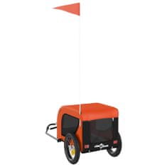 Vidaxl Vozík za kolo pro psa oranžový a černý oxfordská tkanina/železo