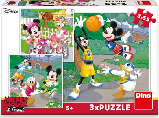 Dino Puzzle Mickey Mouse a kamarádi 3x55 dílků