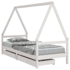 Greatstore Dětská postel se zásuvkami bílá 90x200 cm masivní borové dřevo