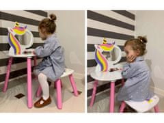 sarcia.eu Bílý toaletní stolek jednorožec pro dívky + taburet 60x40x44/80 cm 
