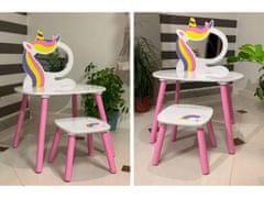 sarcia.eu Bílý toaletní stolek jednorožec pro dívky + taburet 60x40x44/80 cm 