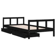 Vidaxl Dětská postel se zásuvkami černá 90x200 cm masivní borové dřevo