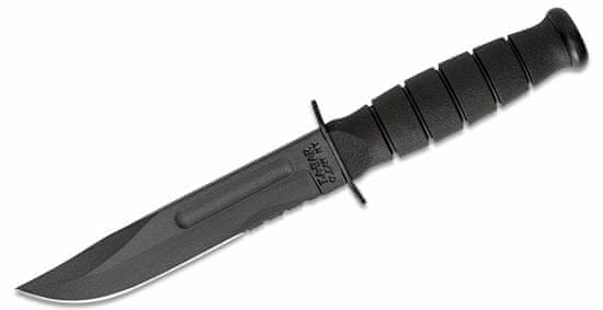 KA-BAR® KB-1257 SHORT BLACK taktický nůž 13,3 cm, celočerný, Kraton, kožené pouzdro