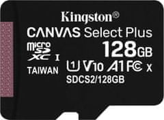 Kingston Canvas Select Plus 128GB microSD / UHS-I / CL10 / bez adaptéru