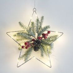 ACA Lightning  LED vánoční hvězda do okna s větvičkou, teplá bílá, na baterie AA