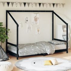 Greatstore Dětská postel černá 90 x 190 cm masivní borové dřevo