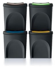 Prosperplast Sada 4 odpadkových košů Soorti na tříděný odpad 4 x 25 l černá