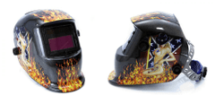 MAR-POL Svářečská kukla samostmívací s potiskem oheň, černá MAR-POL