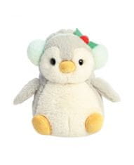 Aurora Plyšový tučňák - šedobílý vánoční - Pom Pom - 18 cm