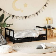 Vidaxl Dětská postel se zásuvkami černá 80x160 cm masivní borové dřevo