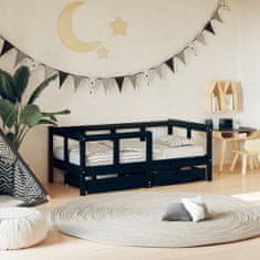 Greatstore Dětská postel se zásuvkami černá 70x140 cm masivní borové dřevo