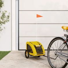Vidaxl Vozík za kolo pro psa žlutý oxfordská tkanina a železo