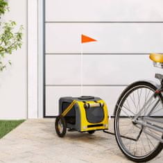 Petromila Vozík za kolo pro psa žlutý a šedý oxfordská tkanina a železo