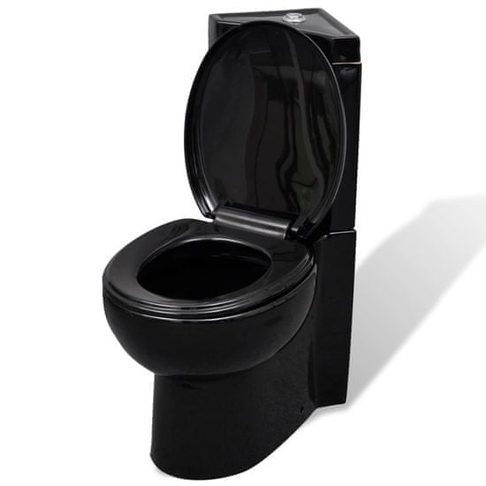 Vidaxl Keramická toaleta rohová černá