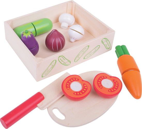Bigjigs Toys Dřevěná krájecí zelenina v krabičce VEGETABLES